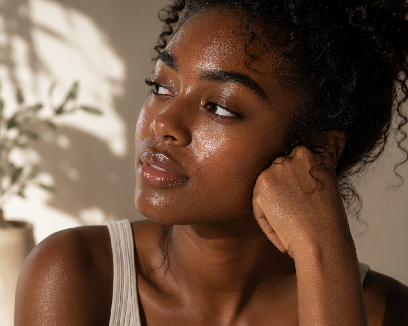 Woman with fresh, balanced-looking skin representing oil control and combination skin skincare concerns.