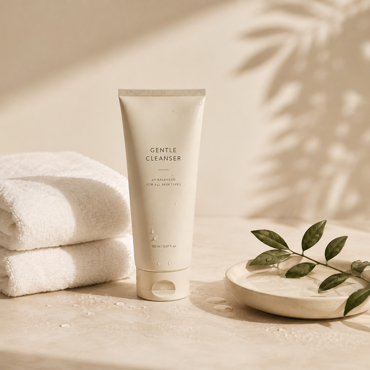 Editorial Korean skincare cleanser image representing the cleansing step of a simple daily skincare routine.